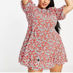 NWT ASOS Simply Be skater dress with ruched sleeves in strawberry print sz. 18
